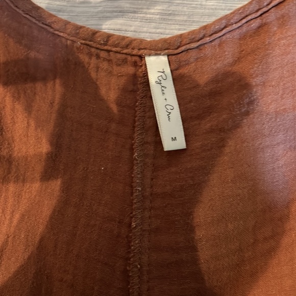 Rylee + Cru Cotton Romper in Rust, Medium - Picture 3 of 5
